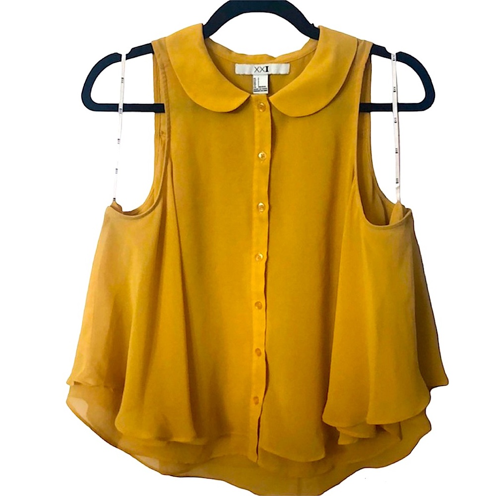 XXI Tiered Chiffon Mustard Blouse